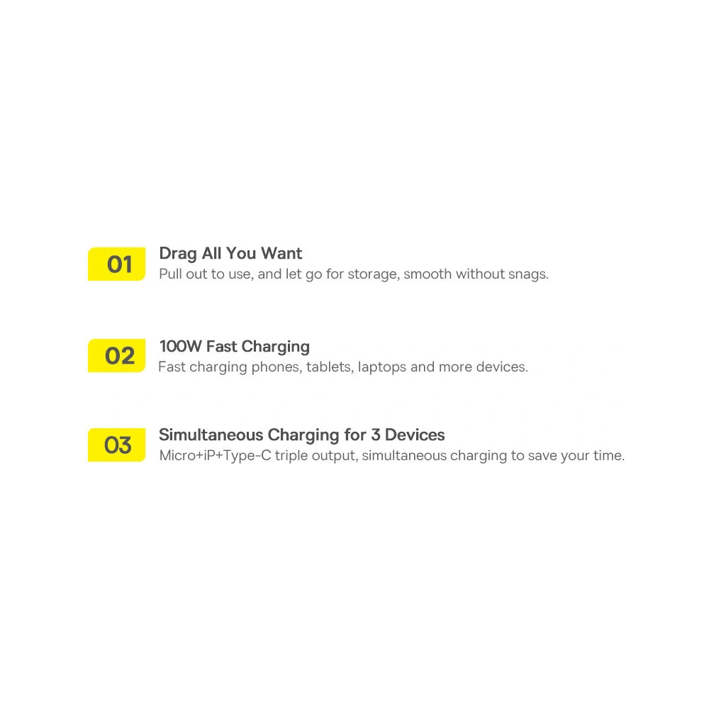 Zwijany kabel 3w1 Baseus Bright Mirror 2 USB-C - micro USB + Lightning + USB-C 3.5A 1.1m czarny