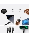 Buy Baseus Bright Mirror 2 retractable cable 3in1 USB Type C - micro USB + Lightning + USB Type C 3.5A 1.1m black - BSU3361BLK - {ean13} - Home Screen Store Europe