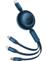 Aufrollbares Kabel 3-in-1 Baseus Bright Mirror 2 USB-C - micro USB + Lightning + USB-C 3.5A 1.1m blau