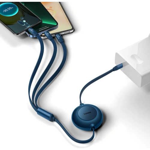 Kup Skládací kabel 3w1 Baseus Bright Mirror 2 USB-C - micro USB + Lightning + USB-C 3.5A 1.1m modrý - BSU3362BLU - {ean13} - Sklep Home Screen