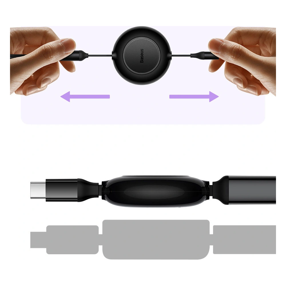 Zwijany kabel 3w1 Baseus Bright Mirror 2 USB-C - micro USB + Lightning + USB-C 3.5A 1.1m niebieski