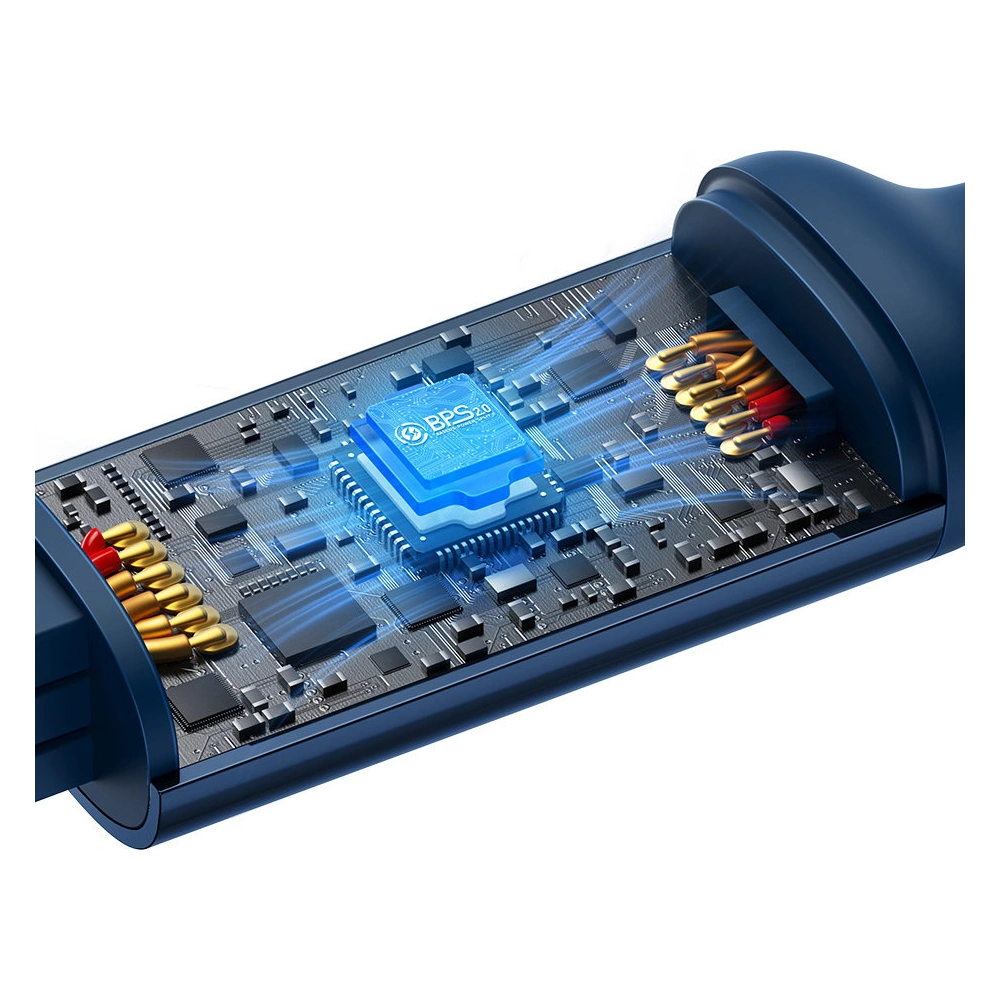 Zwijany kabel 3w1 Baseus Bright Mirror 2 USB-C - micro USB + Lightning + USB-C 3.5A 1.1m niebieski