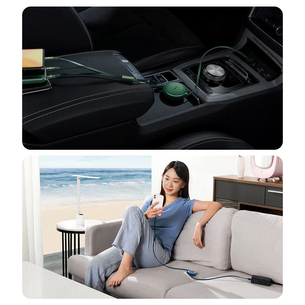 Zwijany kabel 3w1 Baseus Bright Mirror 2 USB-C - micro USB + Lightning + USB-C 3.5A 1.1m niebieski