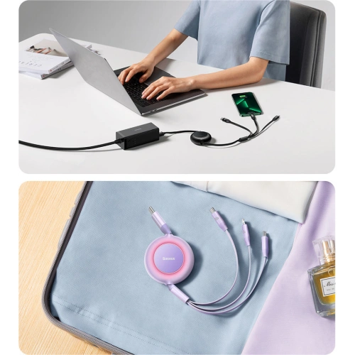 Kup Skládací kabel 3w1 Baseus Bright Mirror 2 USB-C - micro USB + Lightning + USB-C 3.5A 1.1m modrý - BSU3362BLU - {ean13} - Sklep Home Screen
