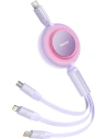 Zwijany kabel 3w1 Baseus Bright Mirror 2 USB-C - micro USB + Lightning + USB-C 3.5A 1.1m fioletowy