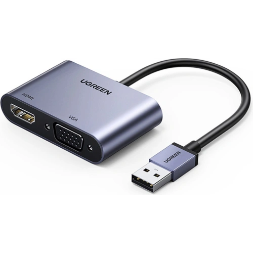 Kup Adapter UGREEN CM449 USB - HDMI 1.3 FullHD@60Hz + VGA 1.2 FullHD@60Hz grau - UGR1274GRY - {ean13} - Sklep Home Screen