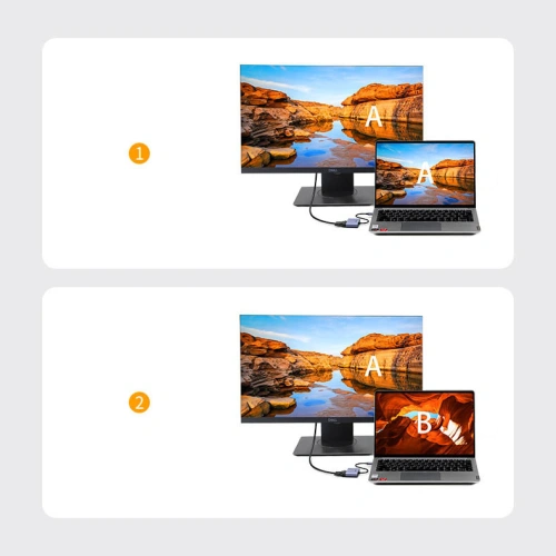 Kup Adapter UGREEN CM449 USB - HDMI 1.3 FullHD@60Hz + VGA 1.2 FullHD@60Hz grau - UGR1274GRY - {ean13} - Sklep Home Screen