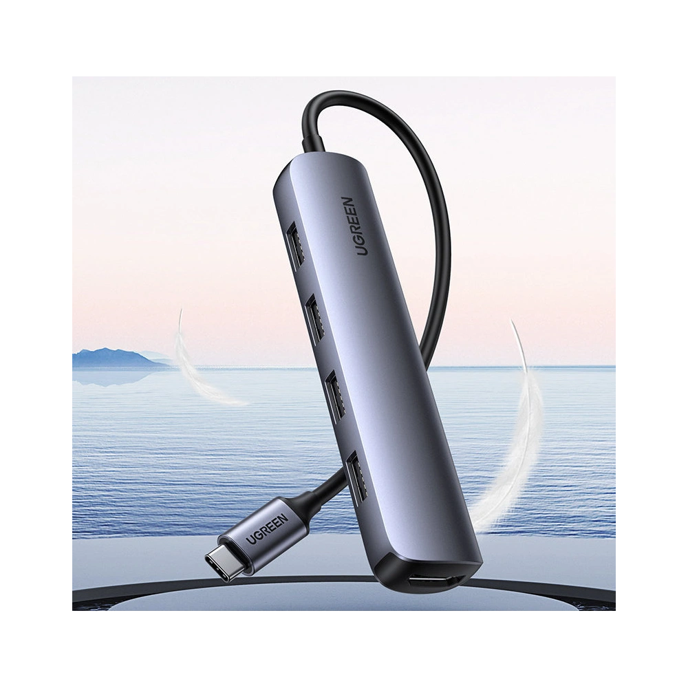 Adapter UGREEN CM417 USB-C - HDMI / 4xUSB szary