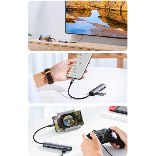 Kup Adaptér UGREEN CM417 USB-C - HDMI / 4xUSB šedý - UGR1275GRY - {ean13} - Sklep Home Screen