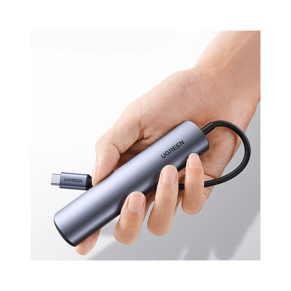 Adapter UGREEN CM417 USB-C - HDMI / 4xUSB szary