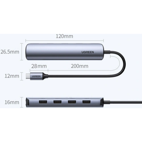 Kup Adaptér UGREEN CM417 USB-C - HDMI / 4xUSB šedý - UGR1275GRY - {ean13} - Sklep Home Screen