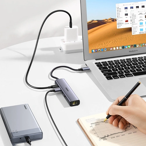 Buy UGREEN CM475 multifunctional adapter HUB USB Type C - 3 x USB / Ethernet RJ-45 / USB Type C PD gray - UGR1276GRY - {ean13} - Home Screen Store Europe