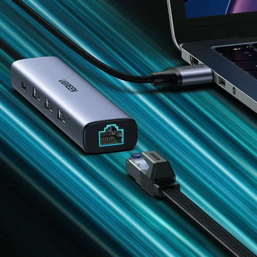 Buy UGREEN CM475 multifunctional adapter HUB USB Type C - 3 x USB / Ethernet RJ-45 / USB Type C PD gray - UGR1276GRY - {ean13} - Home Screen Store Europe
