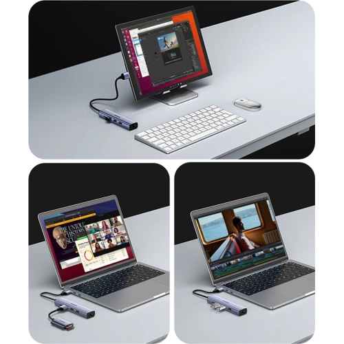 Kup Hub UGREEN CM475 USB-C - 3xUSB / Ethernet RJ-45 / USB-C PD šedý - UGR1276GRY - {ean13} - Sklep Home Screen