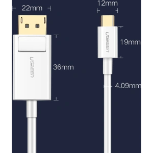 Adapter jednokierunkowy UGREEN MM139 USB-C - Display Port 4K 1,5m biały
