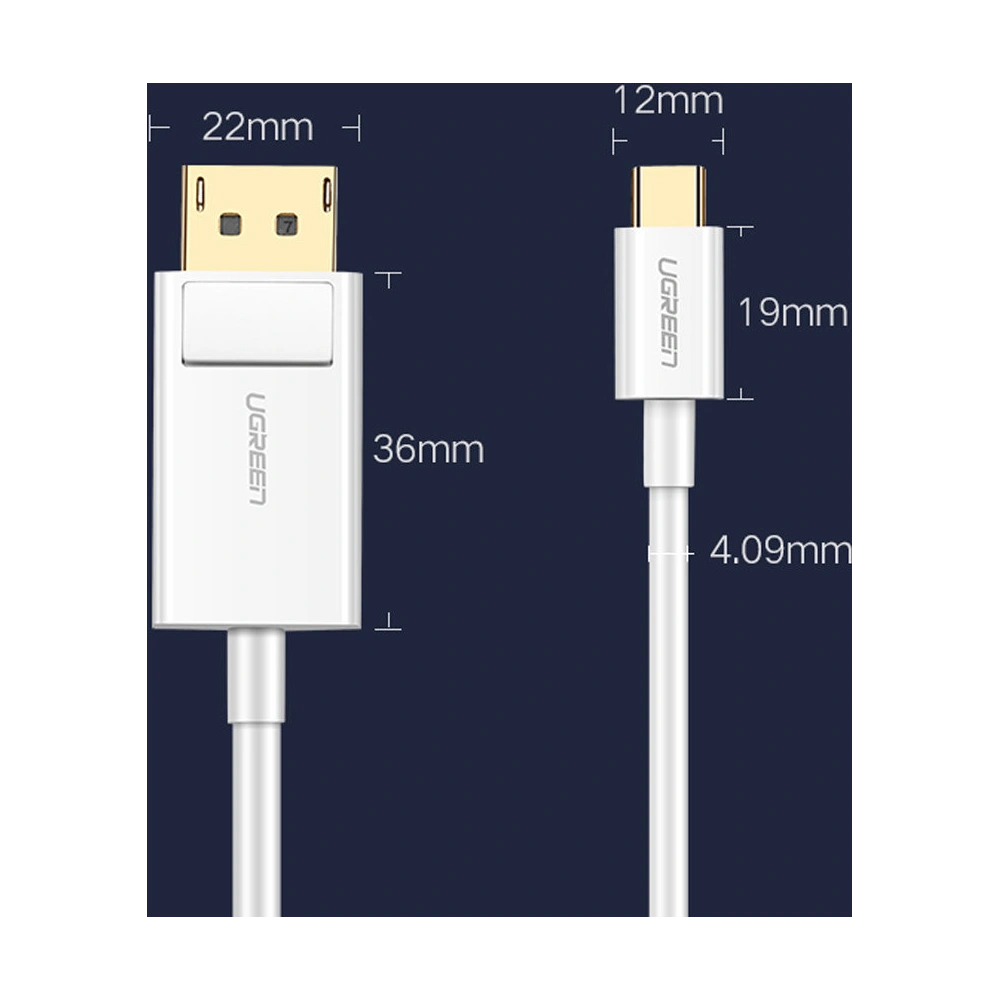 Adapter jednokierunkowy UGREEN MM139 USB-C - Display Port 4K 1,5m biały
