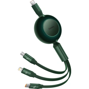 Skládací kabel 3w1 Baseus Bright Mirror 2 USB-C - micro USB + Lightning + USB-C 3.5A 1.1m zelený