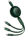 Skládací kabel 3w1 Baseus Bright Mirror 2 USB-C - micro USB + Lightning + USB-C 3.5A 1.1m zelený