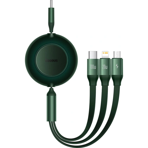 Kup Skládací kabel 3w1 Baseus Bright Mirror 2 USB-C - micro USB + Lightning + USB-C 3.5A 1.1m zelený - BSU3364GRN - {ean13} - Sklep Home Screen