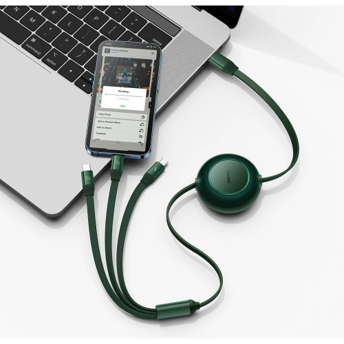 Kup Skládací kabel 3w1 Baseus Bright Mirror 2 USB-C - micro USB + Lightning + USB-C 3.5A 1.1m zelený - BSU3364GRN - {ean13} - Sklep Home Screen