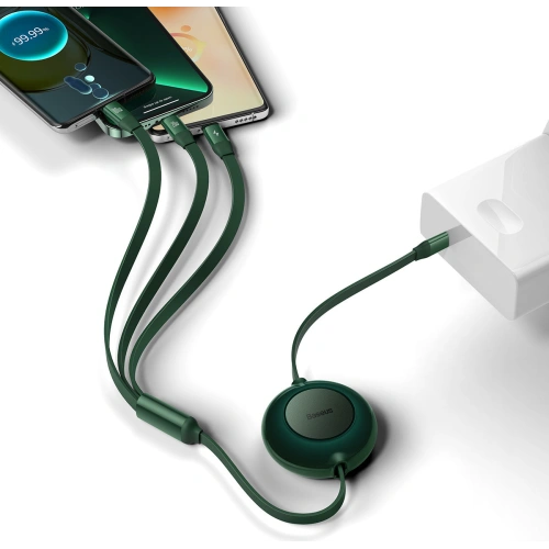 Kup Skládací kabel 3w1 Baseus Bright Mirror 2 USB-C - micro USB + Lightning + USB-C 3.5A 1.1m zelený - BSU3364GRN - {ean13} - Sklep Home Screen