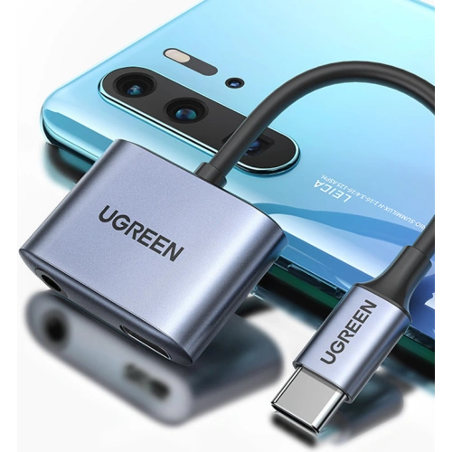 Kup Adapter UGREEN CM231 USB-C (męski) - USB-C PD QC (żeński) + mini jack 3,5mm (żeński) szary - UGR1278GRY - {ean13} - Sklep Home Screen