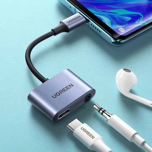Kup Adapter UGREEN CM231 USB-C (męski) - USB-C PD QC (żeński) + mini jack 3,5mm (żeński) szary - UGR1278GRY - {ean13} - Sklep Home Screen