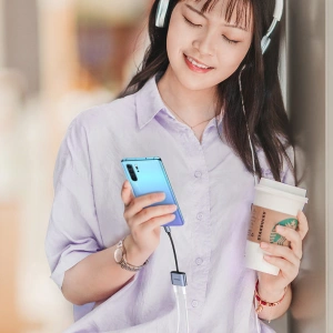 Adapter UGREEN CM231 USB-C (męski) - USB-C PD QC (żeński) + mini jack 3,5mm (żeński) szary