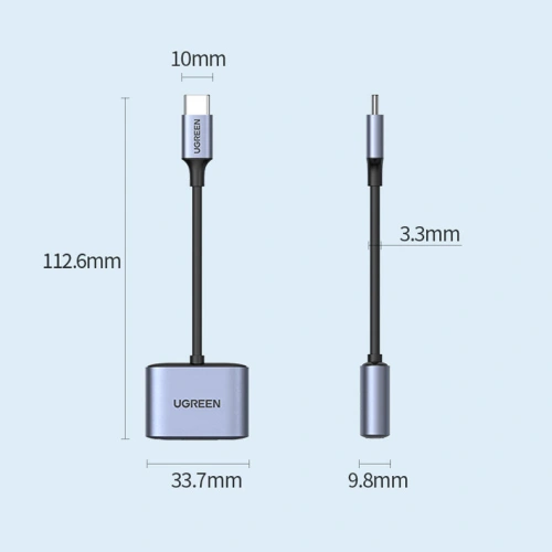 Kup UGREEN CM231 Adapter USB-C (männlich) - USB-C PD QC (weiblich) + 3,5mm Klinke (weiblich) grau - UGR1278GRY - {ean13} - Sklep Home Screen
