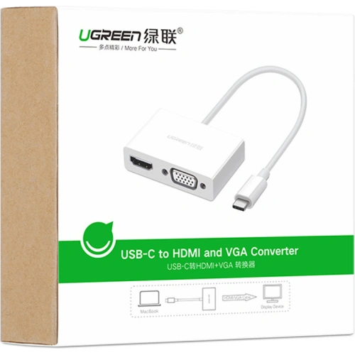 Kup Adaptér UGREEN MM123 USB-C - HDMI / VGA bílý - UGR1280WHT - {ean13} - Sklep Home Screen