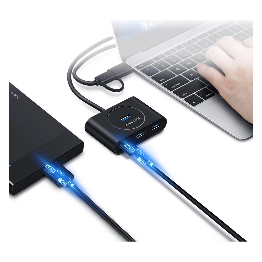 Hub UGREEN CR113 USB-C - 4 x USB 3.0 1m biały