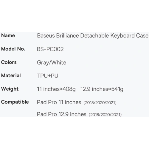 Kup Billentyűzetes tok Baseus Brilliance Apple iPad Pro 11 2018/2020/2021 (1., 2. és 3. generáció) fehér - BSU3370WHT - {ean13} - Sklep Home Screen