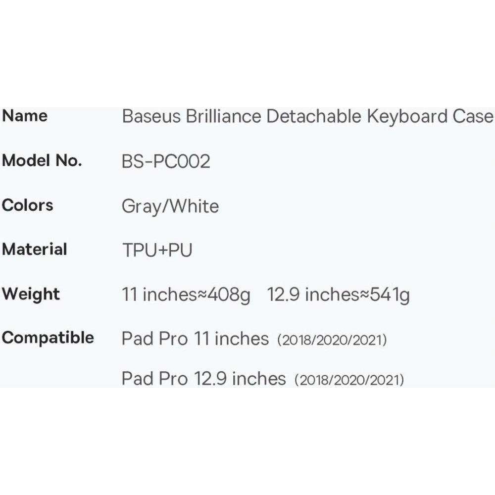 Etui z klawiaturą Baseus Brilliance Apple iPad Pro 12.9 2018/2020/2021 (3., 4. i 5. generacji) czarny