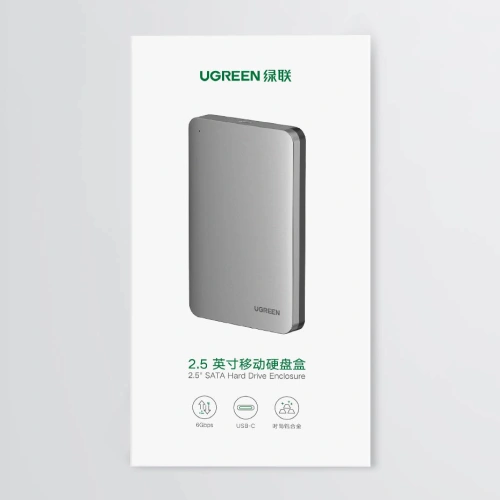 Kup Kapsa na 2,5palcový pevný disk UGREEN CM300 SATA 3.0 6Gbps šedá + kabel USB - USB-C 0,5m - UGR1283GRY - {ean13} - Sklep Home Screen