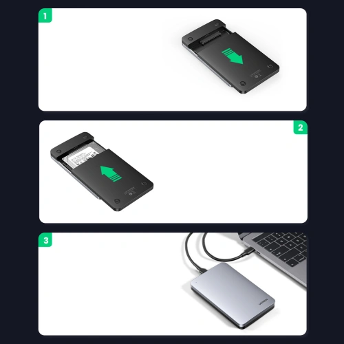 Kup Kapsa na 2,5palcový pevný disk UGREEN CM300 SATA 3.0 6Gbps šedá + kabel USB - USB-C 0,5m - UGR1283GRY - {ean13} - Sklep Home Screen