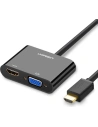 Adaptér konvertor UGREEN CM101 mini HDMI (samec) - VGA (samice) / HDMI (samice) + mini jack 3,5mm (samice) černý