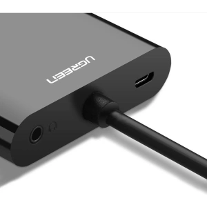 Adapter konwerter UGREEN CM101 mini HDMI (męski) - VGA (żeński) / HDMI (żeński) + mini jack 3,5mm (żeński) czarny