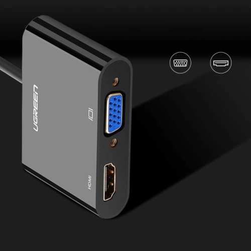 Kup Adaptér konvertor UGREEN CM101 mini HDMI (samec) - VGA (samice) / HDMI (samice) + mini jack 3,5mm (samice) černý - UGR1284BLK - {ean13} - Sklep Home Screen
