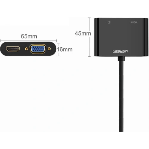Kup Adaptér konvertor UGREEN CM101 mini HDMI (samec) - VGA (samice) / HDMI (samice) + mini jack 3,5mm (samice) černý - UGR1284BLK - {ean13} - Sklep Home Screen