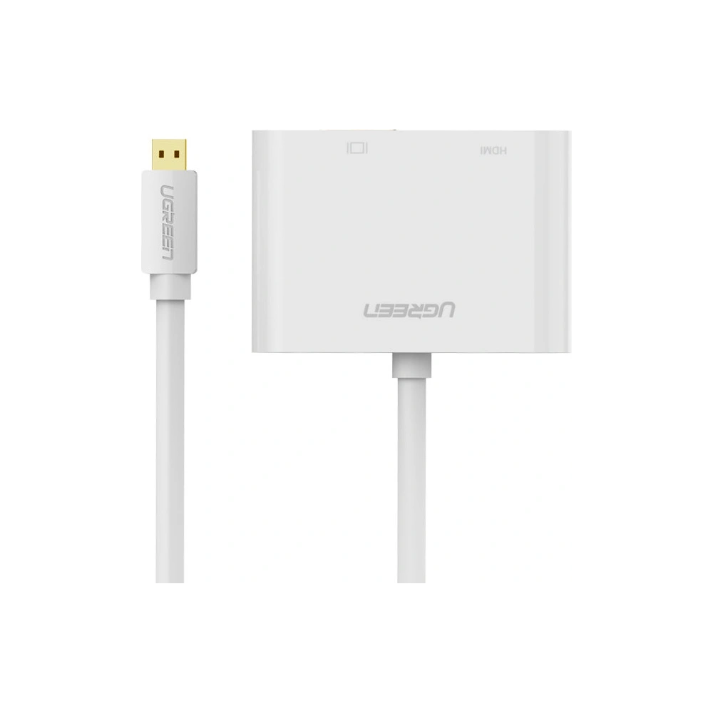 Adapter video UGREEN MM115 micro HDMI - HDMI + VGA 30cm czarny