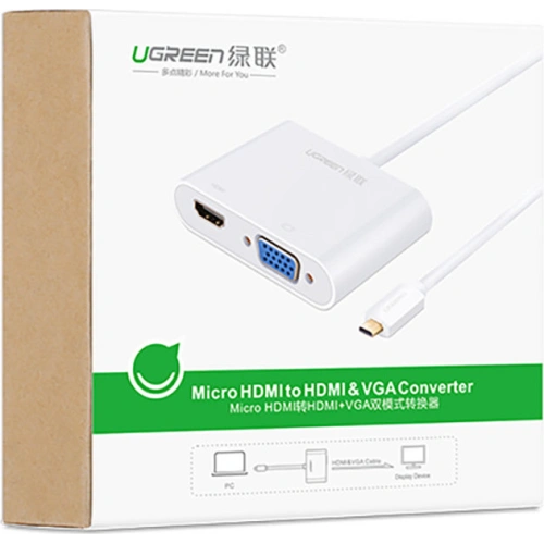 Kup Videoadaptér UGREEN MM115 micro HDMI - HDMI + VGA 30cm černý - UGR1285BLK - {ean13} - Sklep Home Screen
