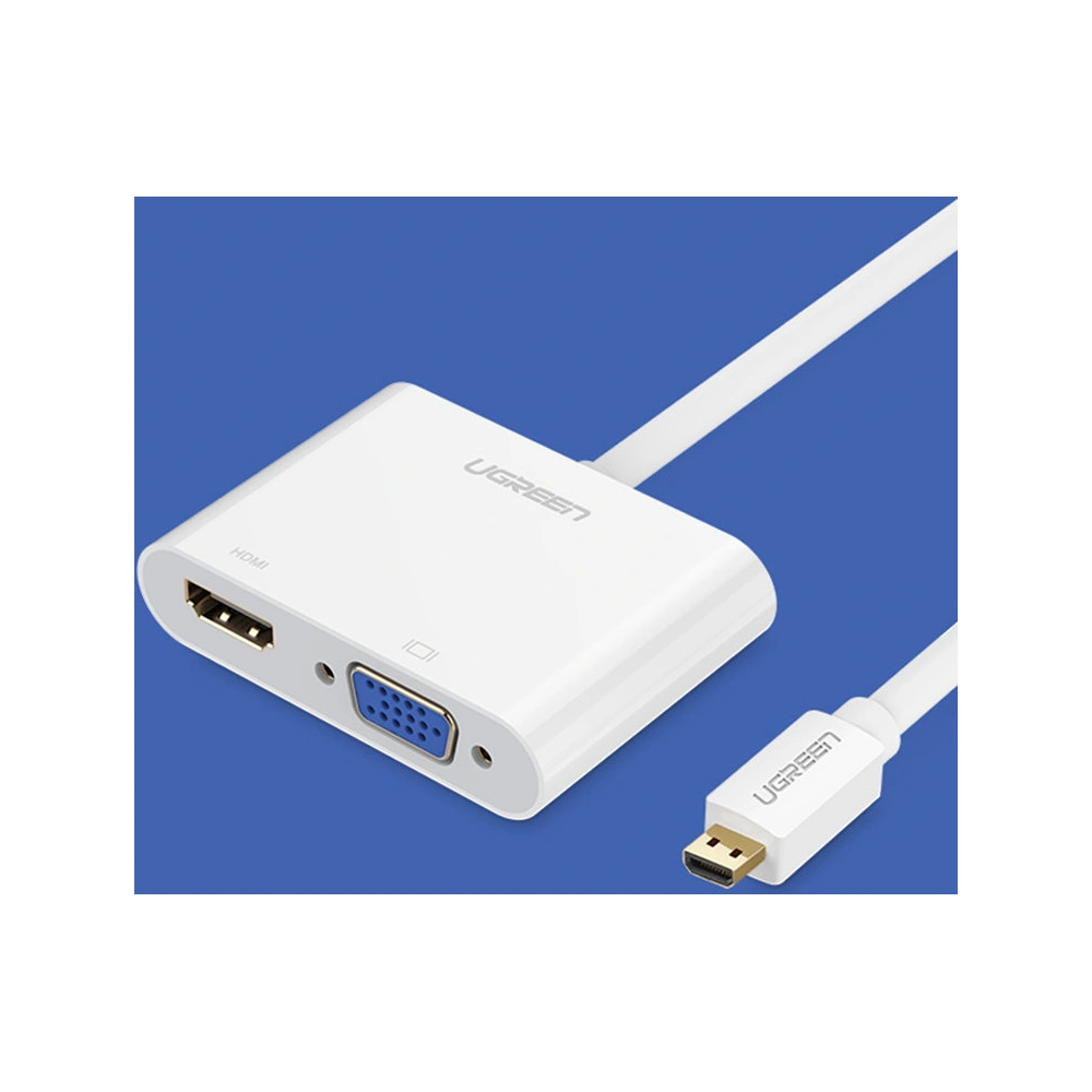Adapter video UGREEN MM115 micro HDMI - HDMI + VGA 30cm czarny