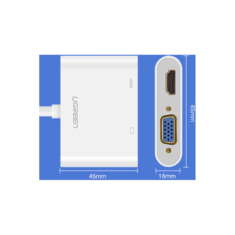 Adapter video UGREEN MM115 micro HDMI - HDMI + VGA 30cm czarny