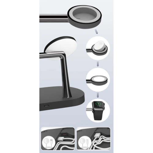 Kup Bezdrátová nabíječka MagSafe Tech-Protect A14 3in1 Magnetic Wireless Charger Black - THP1136BLK - {ean13} - Sklep Home Screen