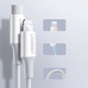 Kabel UGREEN US171 USB-C - Lightning MFi 3A 1.5m biały