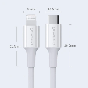 Kabel UGREEN US171 USB-C - Lightning MFi 3A 1.5m biały