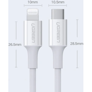 Kabel UGREEN US171 USB-C - Lightning MFi 3A 0.5m biały