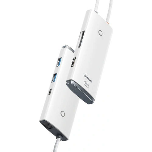 Kup Hub 6-in-1 Baseus Lite Series, USB-C zu 2x USB 3.0 + HDMI + USB-C + TF/SD (weiß) - BSU3373WHT - {ean13} - Sklep Home Screen