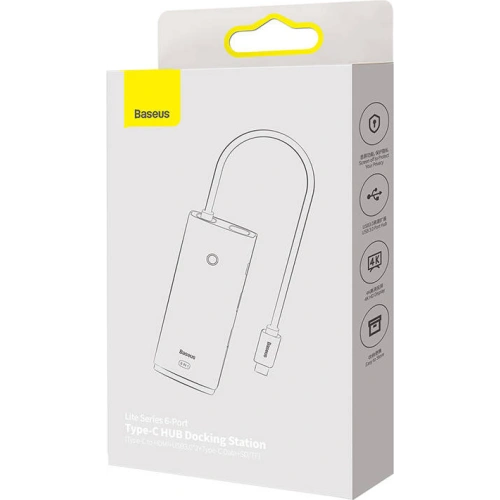 Kup Hub 6-in-1 Baseus Lite Series, USB-C zu 2x USB 3.0 + HDMI + USB-C + TF/SD (weiß) - BSU3373WHT - {ean13} - Sklep Home Screen