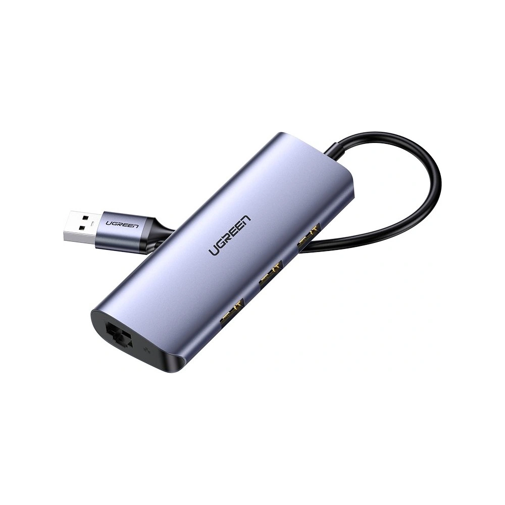 Adapter HUB UGREEN CM252 USB- C - 3 x USB / Ethernet RJ-45 / microUSB szary
